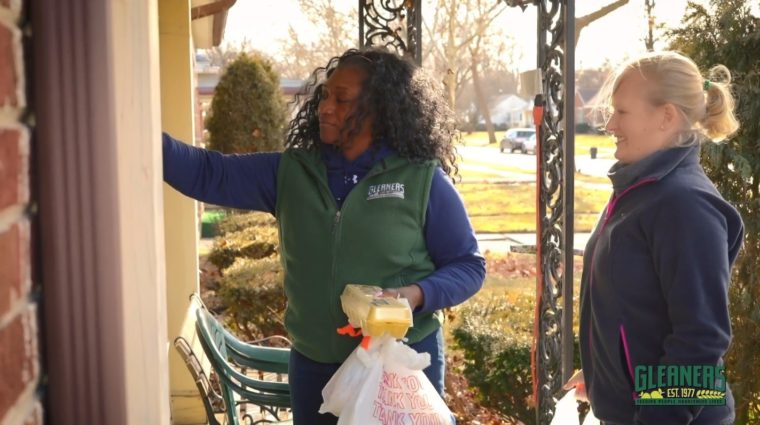 The Gleaners’ team delivering fresh eggs and produce to a patient’s doorstep