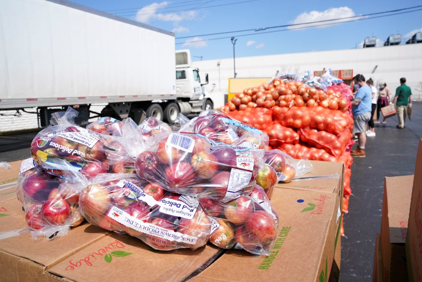 Nutritious fruit and vegetables provided to families in need in Detroit, Michigan.