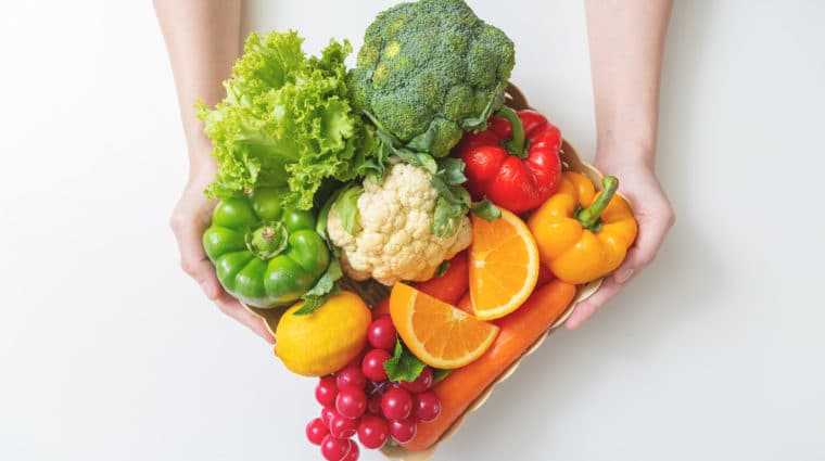 Fruits and Veggies in a basket for HungerMitao Month